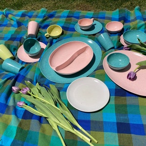Vintage 1950s Dining Set - 22 Piece Daileyware by Home Decorators, Inc 1950s Melamine Colorful Serving Dishes Set Made in USA