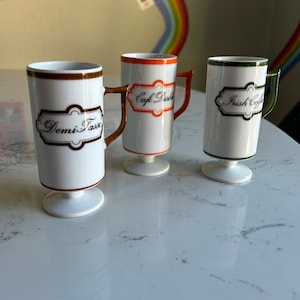 Set of 3 Coffee Cups - Vintage Pedestal Cups Irish Coffee Cup Dessert Drinks Dessert Coffee Drink Mugs Pedestal Mugs