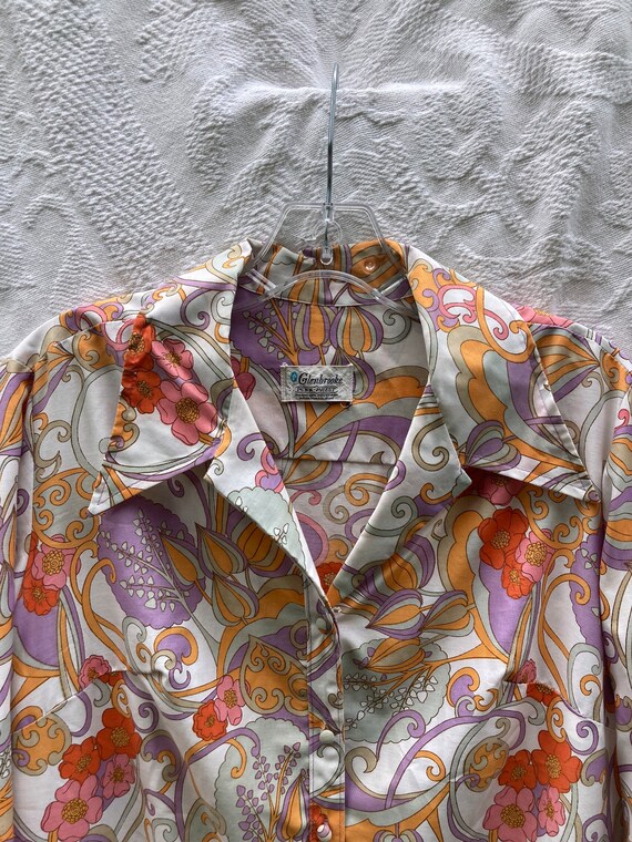 Vintage Mod Paisley Floral Shirt Dress - Button U… - image 2