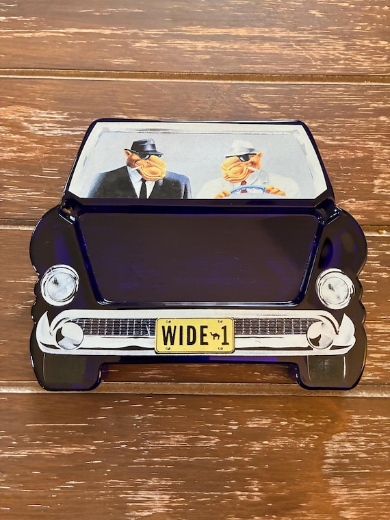Joe Camel Ashtray- 1990's Blue Glass Car Ashtray Wide 1 Joe Camel