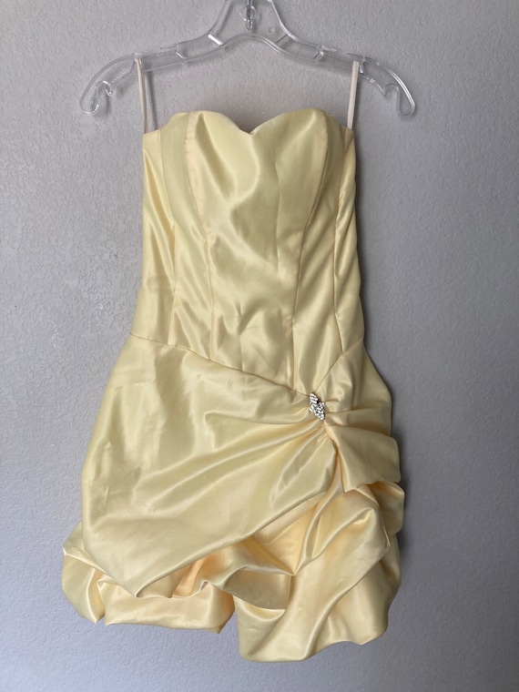 Y2K Yellow Mini Prom Dress - Jessica McClintock f… - image 1