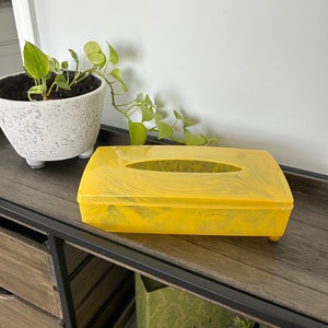 Yellow Lucite Tissue Box Cover - Vintage Mitchell Gould Footed Tissue Cover Vintage Tissue Box Cover Midcentury Home Decor