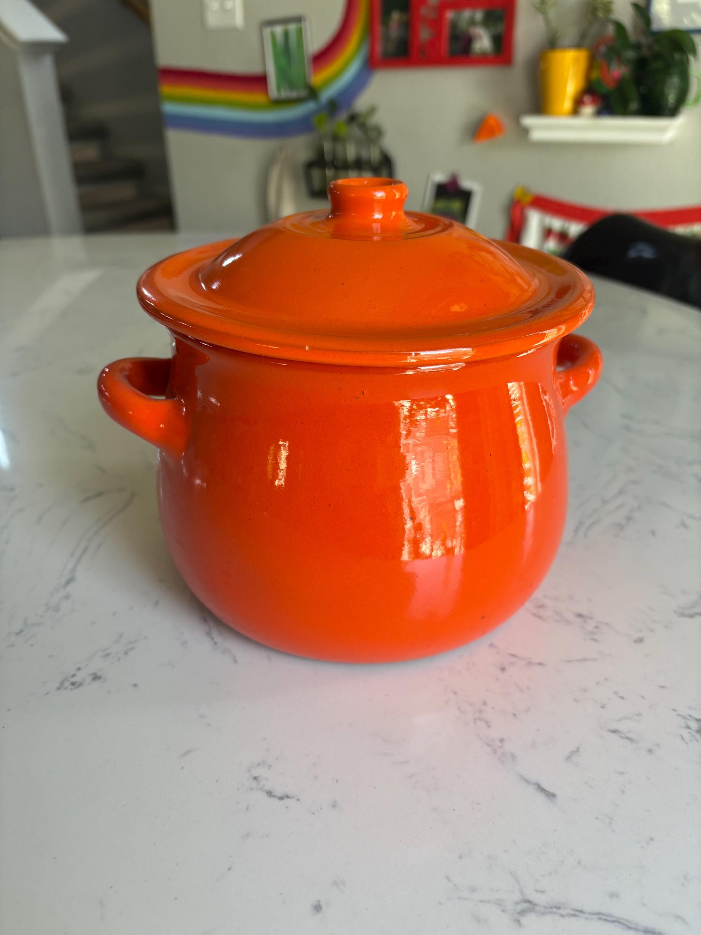 Vintage Orange Crock Pot - Etsy