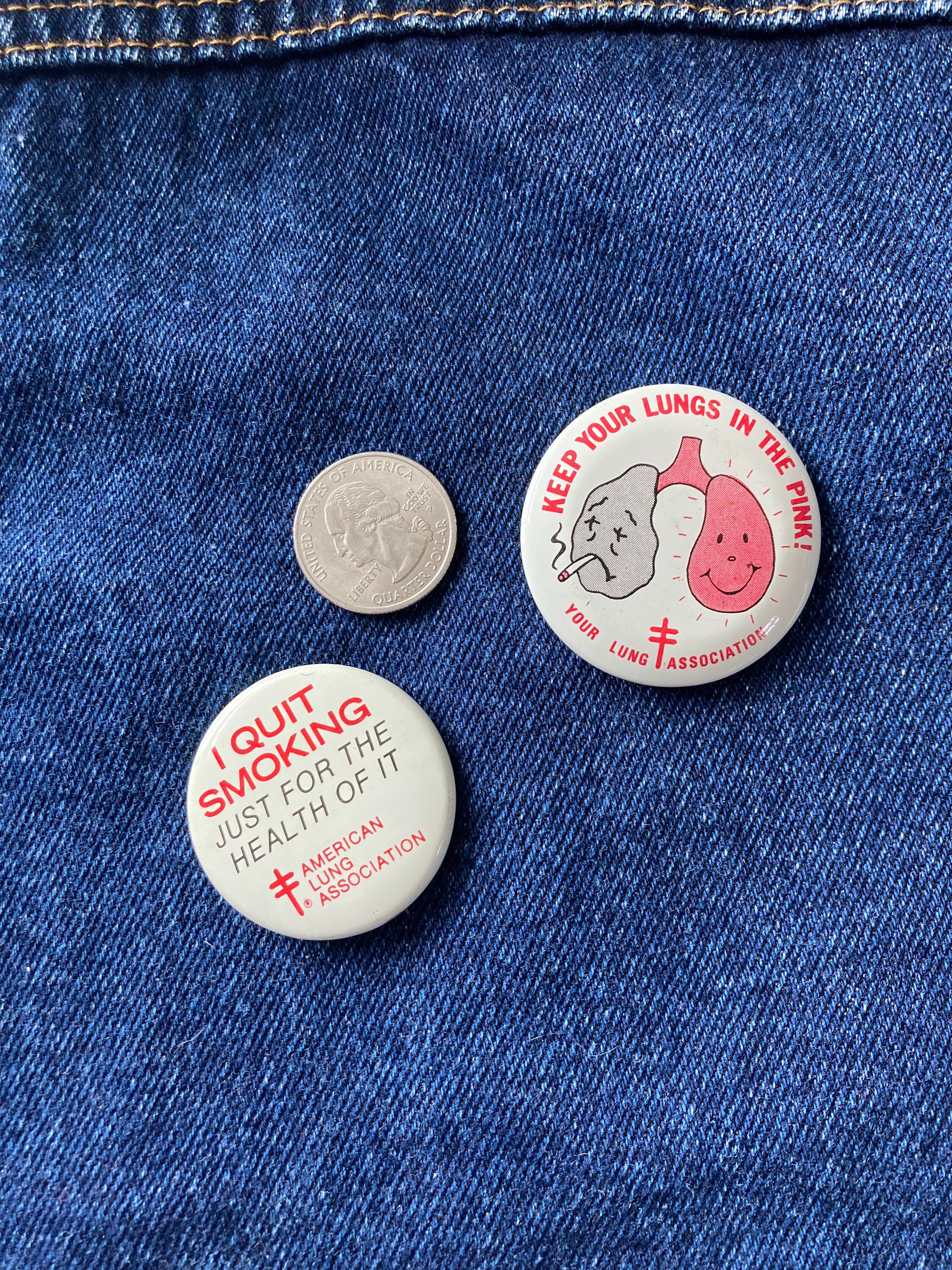 Smoking A Button Vintage No Smoking Buttons - Funny Anti-smoking American Cancer Society ...