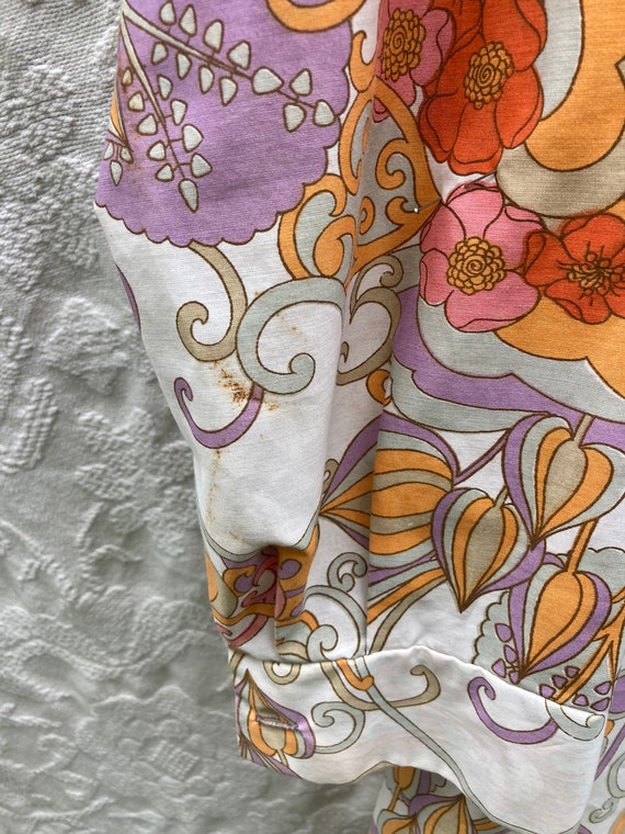 Vintage Mod Paisley Floral Shirt Dress - Button U… - image 7
