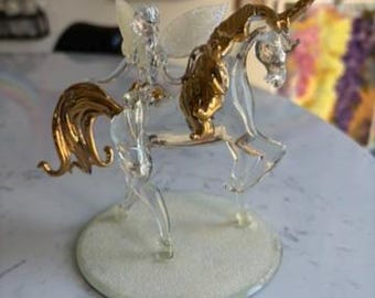 Figura de unicornio de hadas - Figura de unicornio de cristal Figura de hada de cristal Adorno de hadas Adorno de hadas Decoración de unicornios