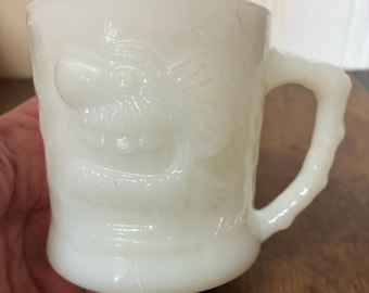 Vintage Grog Mug- 1970s Milk Glass Cup B.C. Comic Strip Character