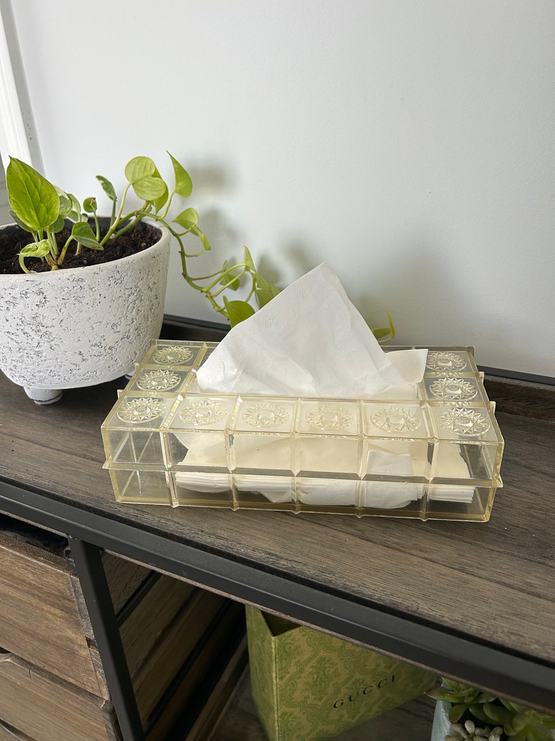 Vintage Lucite Tissue Box Cover 1960s Lucite Tissue Box Etsy