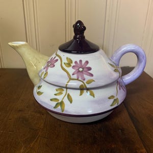 Lavender Floral Teapot- Tracy Porter Hand Painted Teapot English Tea Garden Party Pretty Floral Teapot Housewarming Gift Idea Cottage Decor