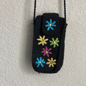 Floral Cell Phone Cross Body Bag - Boho Hippy 90s Bag 90s Style Y2K Floral Daisy Cellphone Holder Purse Bar Bag Summer Spring Accessory