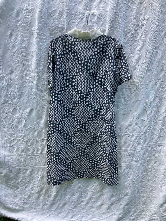 Vintage Houndstooth Polka Dot Dress - Short Sleev… - image 8