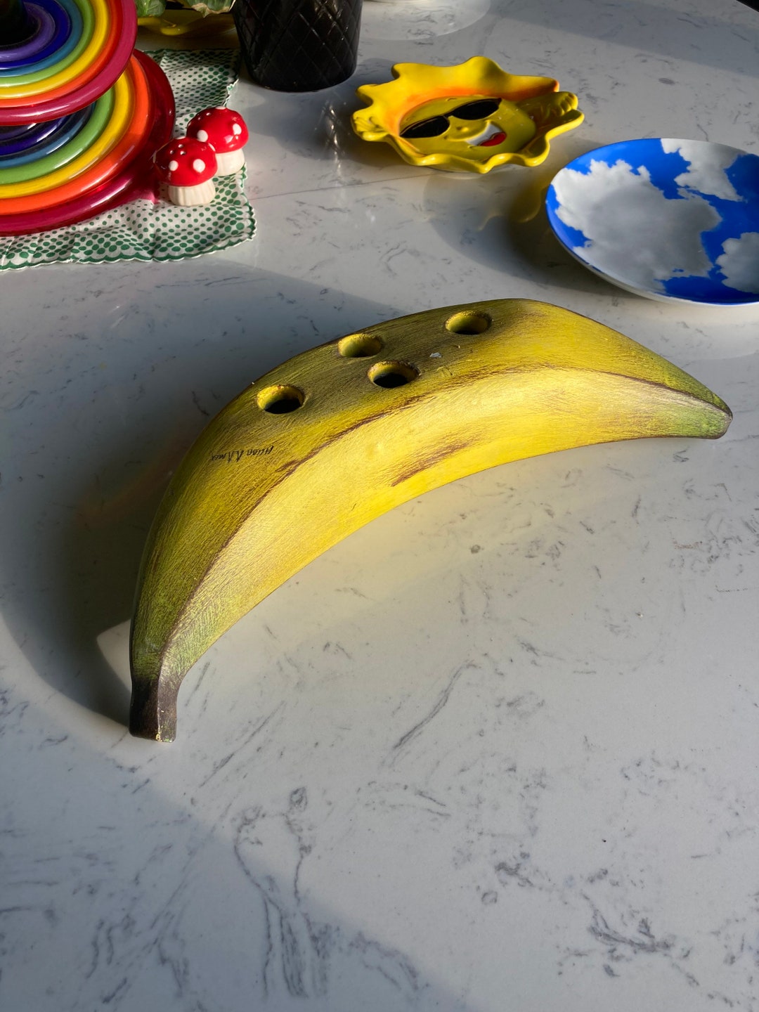 Banana Candlestick Holder Vintage Mexico Art Souvenir Four Etsy