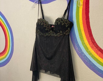 Sparkly Black Negligee - Sexy Little Things Black Bra Lingerie Top  Asymmetrical Hem Padded 36C Nightie Gown Discontinued Victorias Secret -  Etsy