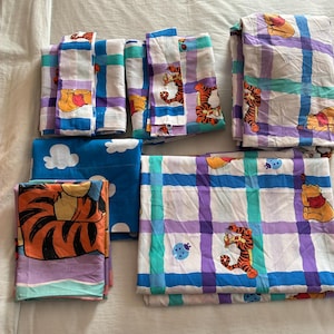 1990's Winnie the Pooh Bedding- Curtains Pillow Covers Sheets Disney Kids Room Decor