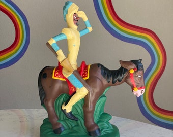 Don Quixote On the Quest Figurine - Colorful Ceramic Historical Literary Art Man of La Mancha Rare Unique Statue