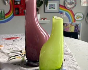 Funky Okkso Vase - Funky Green Glass Vase Funky Purple Glass Vase Asymmetrical Design Bouquet Vase Housewarming Gift Idea Flower Vase