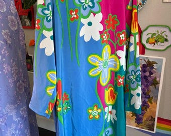 Vintage Anne Crimmins Dress - Vintage Silk Dress Funky Vintage Dress Size 16 Vintage Dress Vintage Silk Summer Dress Silk Floral Print Dress