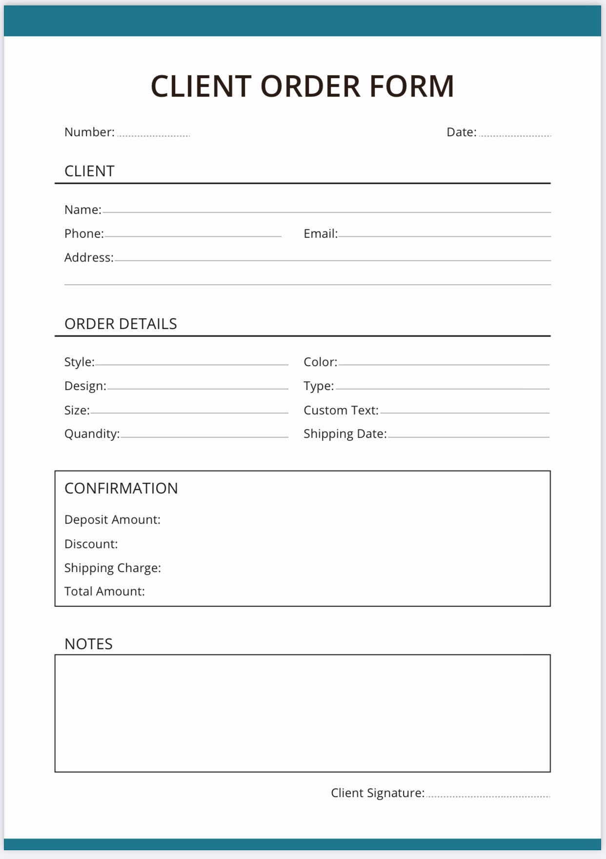 Client order form planner for KDP or printable for your | Etsy