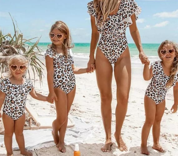 Leopard Swimwear Mums Daughters Mum and Baby - Etsy