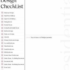 INSTANT DOWLOAD Checklist, minimalistic template,  ipad, small business, checklist form, interior designers, tracking form, printable