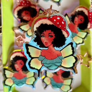 Mushroom fairy Keychain, fairy keychain, fairycore keychain, cottagecore keychain