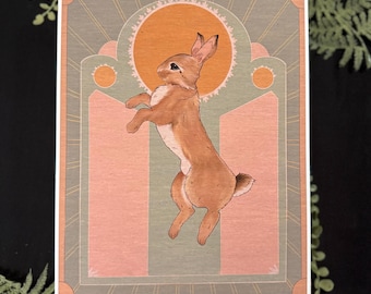 Stampa di coniglio Art Deco, 8,5 x 11 pollici