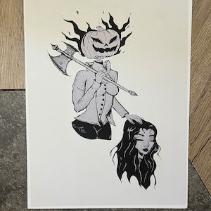 Headless Horsewoman print, 8.5inx11in Halloween art, Halloween decor