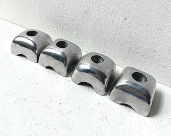 Vintage Pottery Barn Modernist Pewter Candle Holders, Set of Four (4)