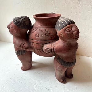 Mexican Aztec Terracotta Pottery Clay Statue Planter