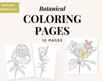 Download Botanical Coloring Etsy