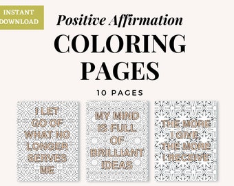 Positive Affirmation Coloring Pages | 10 Digital Printables