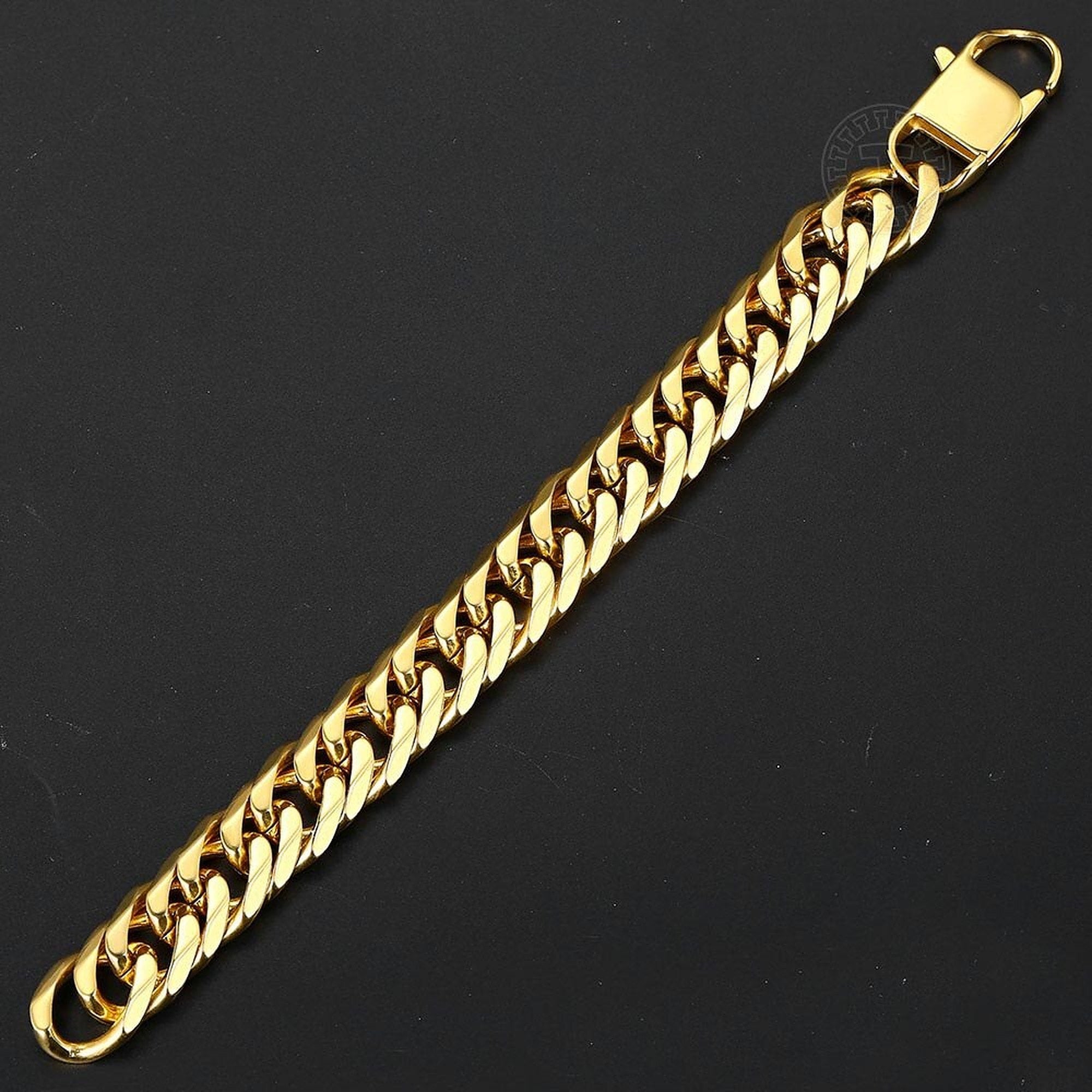 15mm Gold 316L Stainless Steel Bracelet for Men Double Curb Etsy UK