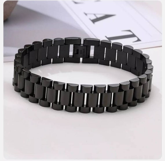 15mm Wide Stainless Steel Watch Band Bracelet for Men Chunky