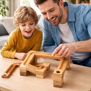 rewoodo KlixxOs Marble Run Premium Wooden Toy from Germany incl. banked curve