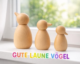 3 allegre decorazioni a forma di uccelli