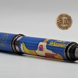 Stylo fait à la main, Beatles (sous-marin jaune) + étui en bois gratuit, cadeau de retraite, cadeau de remise de diplôme, cadeau d’anniversaire