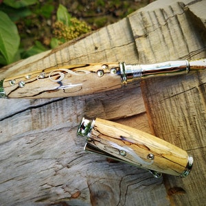 Stylo fait à la main, Thème musical, Clé G, Érable éclaboussé, Cristaux Swarovski, Cadeau de fin d’études, Cadeau de retraite, Cadeau d’anniversaire
