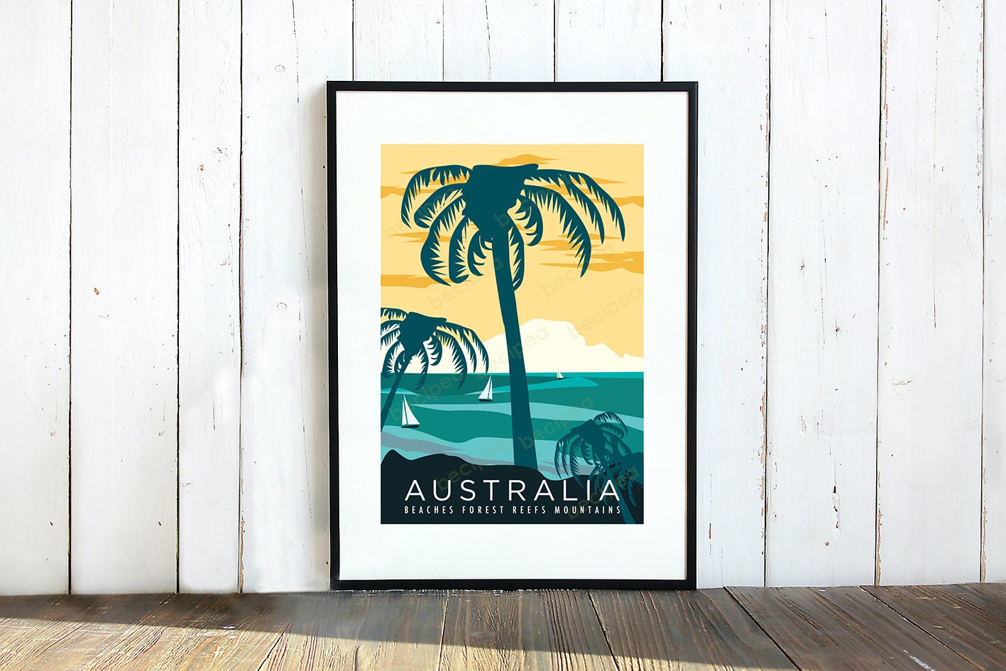 Australia art print poster holiday Etsy