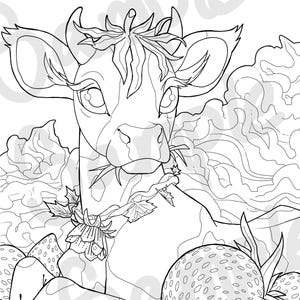Strawberry Cow Coloring Page - Etsy