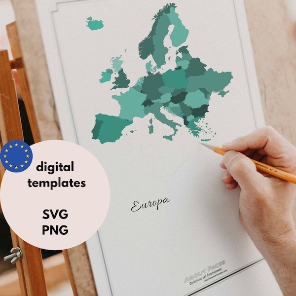 Europe | Map outlines of all countries - digital template SVG | PNG