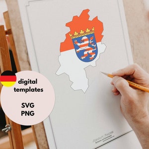 Hessen | Kartenumriss - digital template SVG | PNG