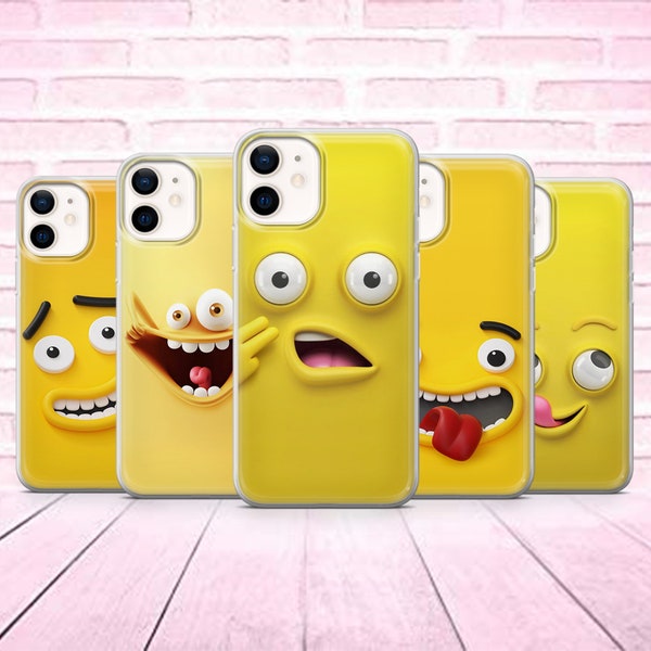 Funny Cartoon Faces Phone Case Emoji Cover fit  for iPhone 13, 12, 11 Pro, XR, XS, 8+, 7, Samsung A12, S20,S21,S22,A40 A51,iPhone15