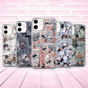May include: Five different phone cases with a collage of anime characters and text. The cases are clear and show the phone's camera lens. The text on the cases includes "I am even if I am supreme", "It's easy to lose yourself, I know", and "Sarcastic never".