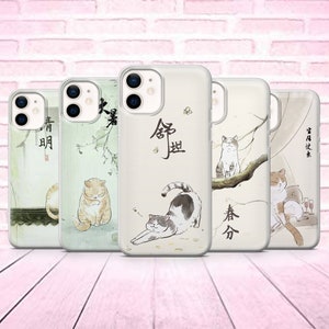 Japanese Cat Phone Case Asian Cats Cover fit  for iPhone 13, 12, 11 Pro, XR, XS, 8+, 7, Samsung A12, S20,S21,S22,A40 A51,iPhone15