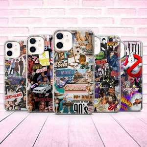 80s 90s Retro Phone Case Aesthetic Collage Cover fit  for iPhone 11,12,13, 8+, XS, XR, Samsung S10 Lite, S21, S22 A50, A51, iPhone 16