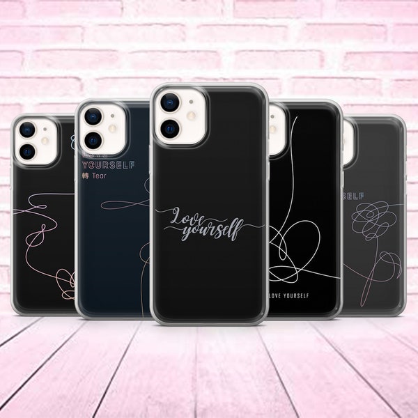 BTS Phone Case Love Yourself Cover adapté pour iPhone 13 Pro, 12, 11 Pro, XR, XS, 8+, 7, Samsung A12,S21,S22,A40,A51,iPhone15