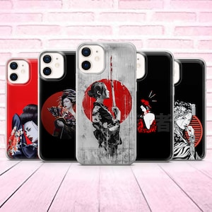Funda para teléfono con diseño de geisha japonesa y samurái japonés, compatible con iPhone 11, 12, 13, 8+, XS, XR, Samsung S10 Lite, S21, S22, A50, A51 y iPhone 15.