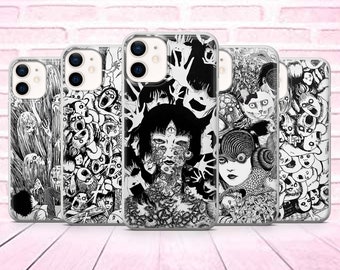 Junji Manga Telefoonhoesje Anime Japanse Horror Cover geschikt voor iPhone 11,12,13, 8+, XS, XR, Samsung S10 Lite, S21, S22 A50, A51, iPhone15