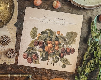 Przytulna jesień Vintage Botanical Print/Kartka od Indoora World | Cottagecore Stationery, Pen Pal Fall, Wystrój domu, Cytat z Ani z Zielonego Wzgórza