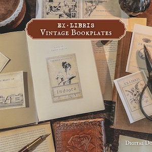 Printable Vintage Bookplates | Dark Academia Printables, Ex Libris, Vintage Book Plates, Book Personalisation | DIGITAL